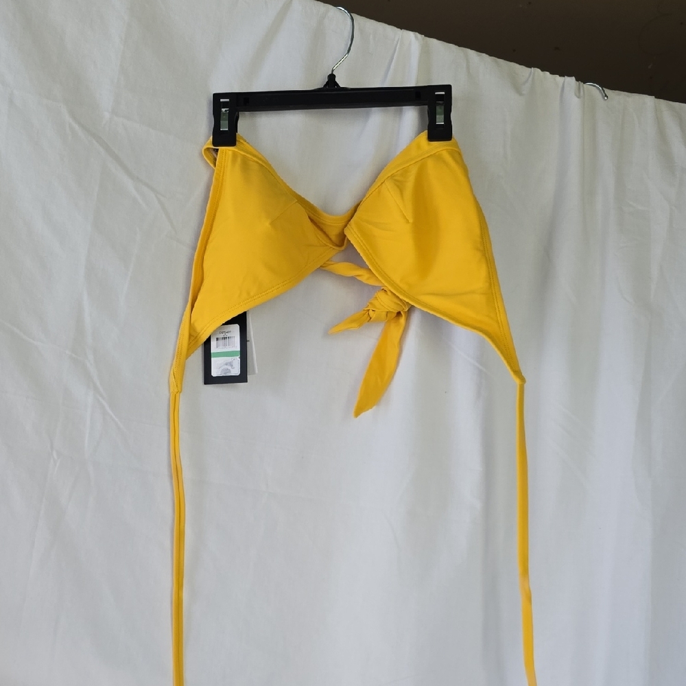 Yellow Tie-Front Bikini Top